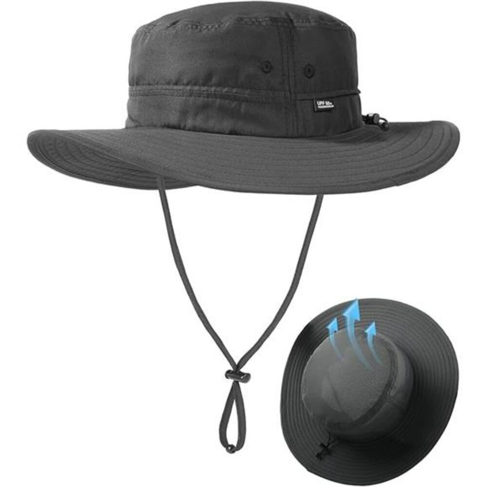 Mens Wide Brim Bucket Hat UV Protection Packable Fishing Hiking Sun Hat - Picture 6 of 6